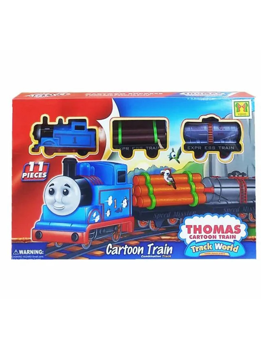 

MUREN Kids Battery Operated Cartoon Toy Train Set with Track, Blue