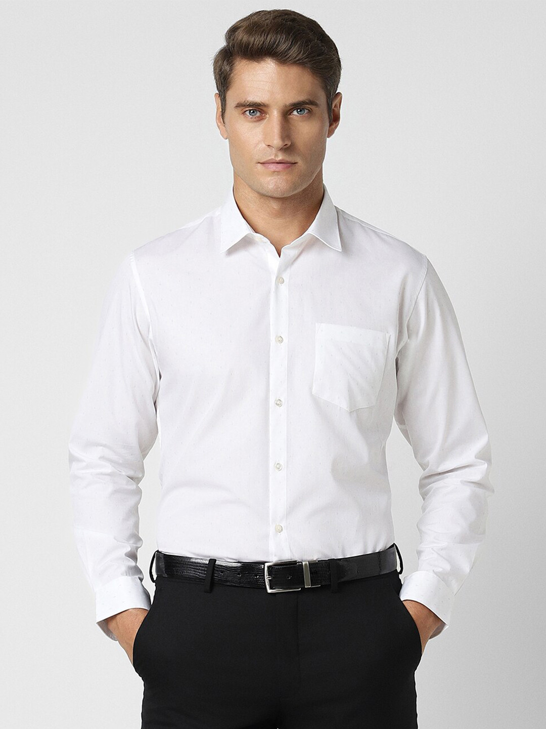 

Peter England Men Slim Fit Opaque Formal Shirt, White