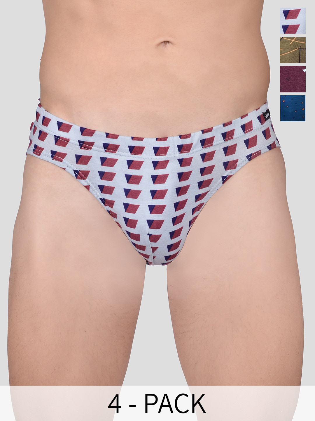

FRENCHIE Pack Of 4 Assorted Pure Cotton Basic Briefs FR-MI-BF-DSGNR-10P-110-PO4