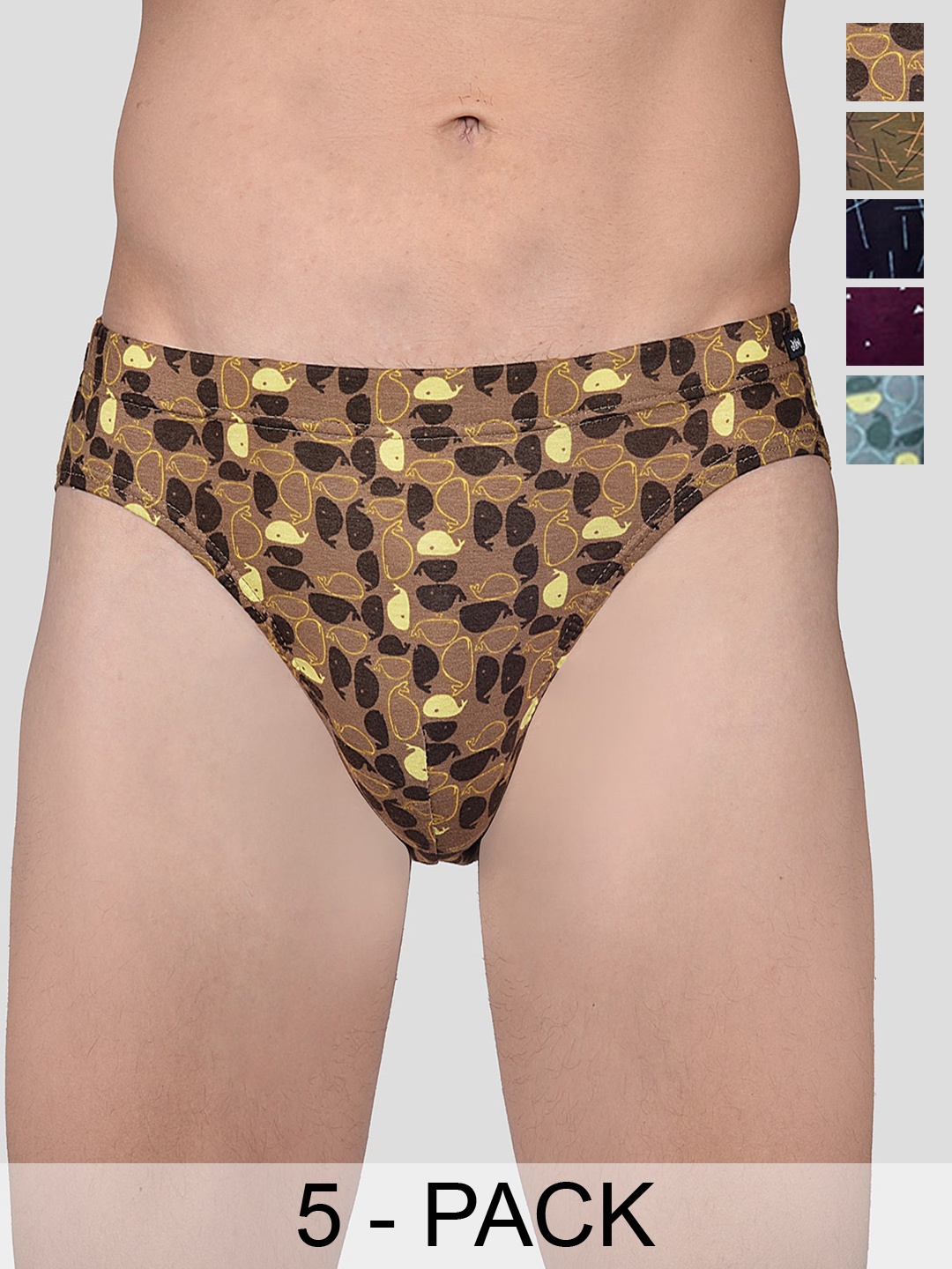 

FRENCHIE Pack Of 5 Assorted Pure Cotton Basic Briefs FR-MI-BF-DSGNR-10P-80-PO5
