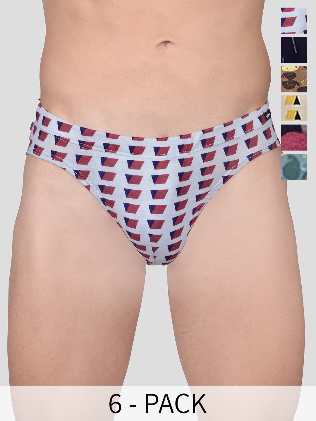 

FRENCHIE Pack Of 6 Printed Pure Cotton Mid Rise Basic Briefs FR-MI-BF-DSGNR-10P-90-PO6, Assorted