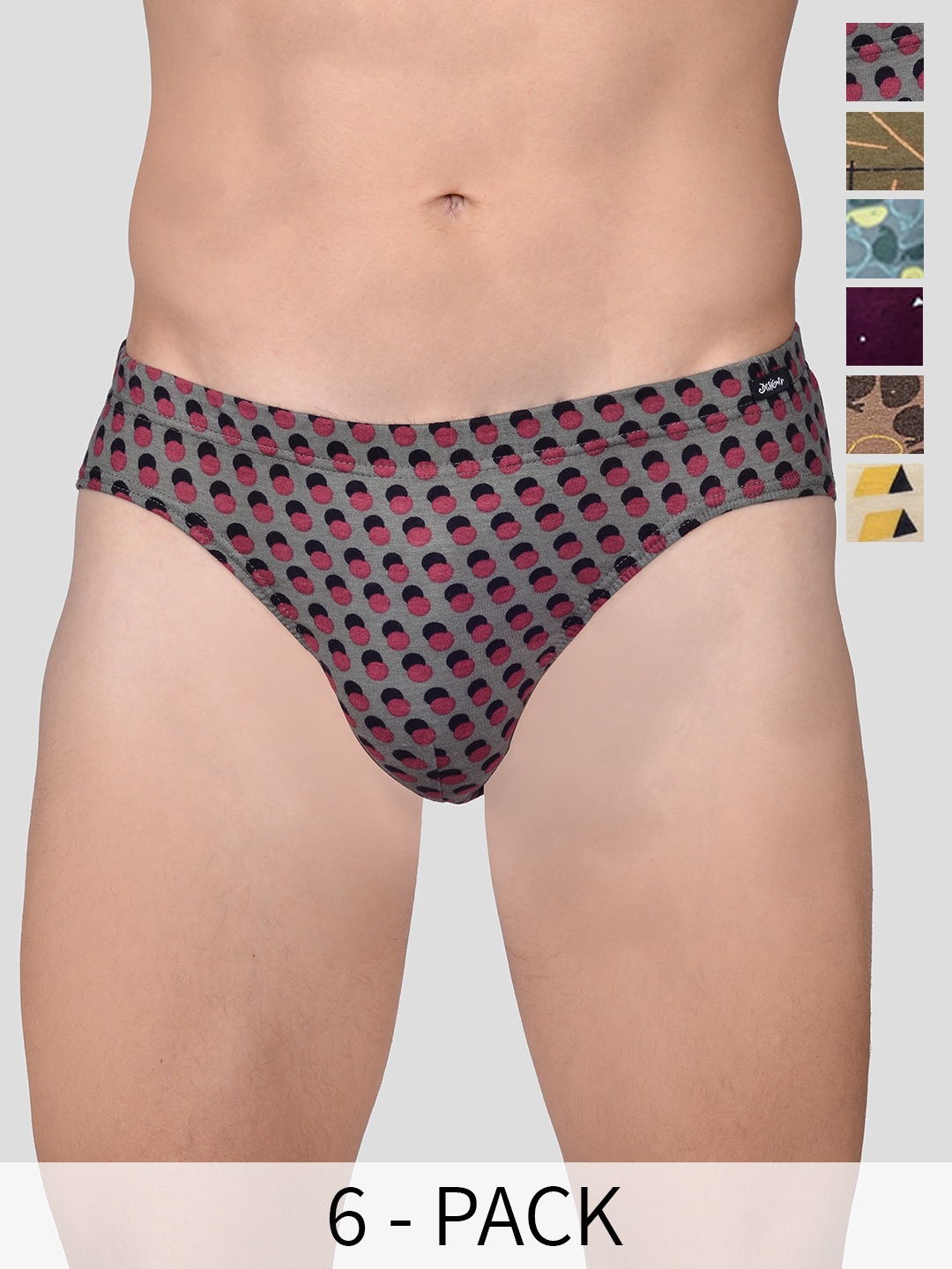 

FRENCHIE Pack Of 6 Assorted Printed Cotton Basic Briefs FR-MI-BF-DSGNR-10P-85-PO6