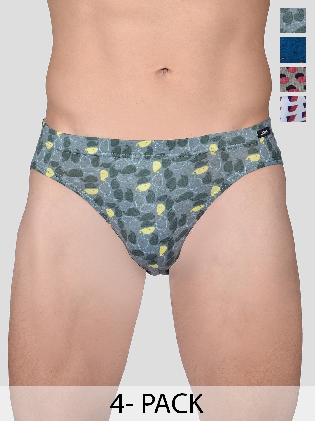 FRENCHIE Pack Of 4 Printed Pure Cotton Assorted Briefs FR-MI-BF-DSGNR-10P-90-PO4