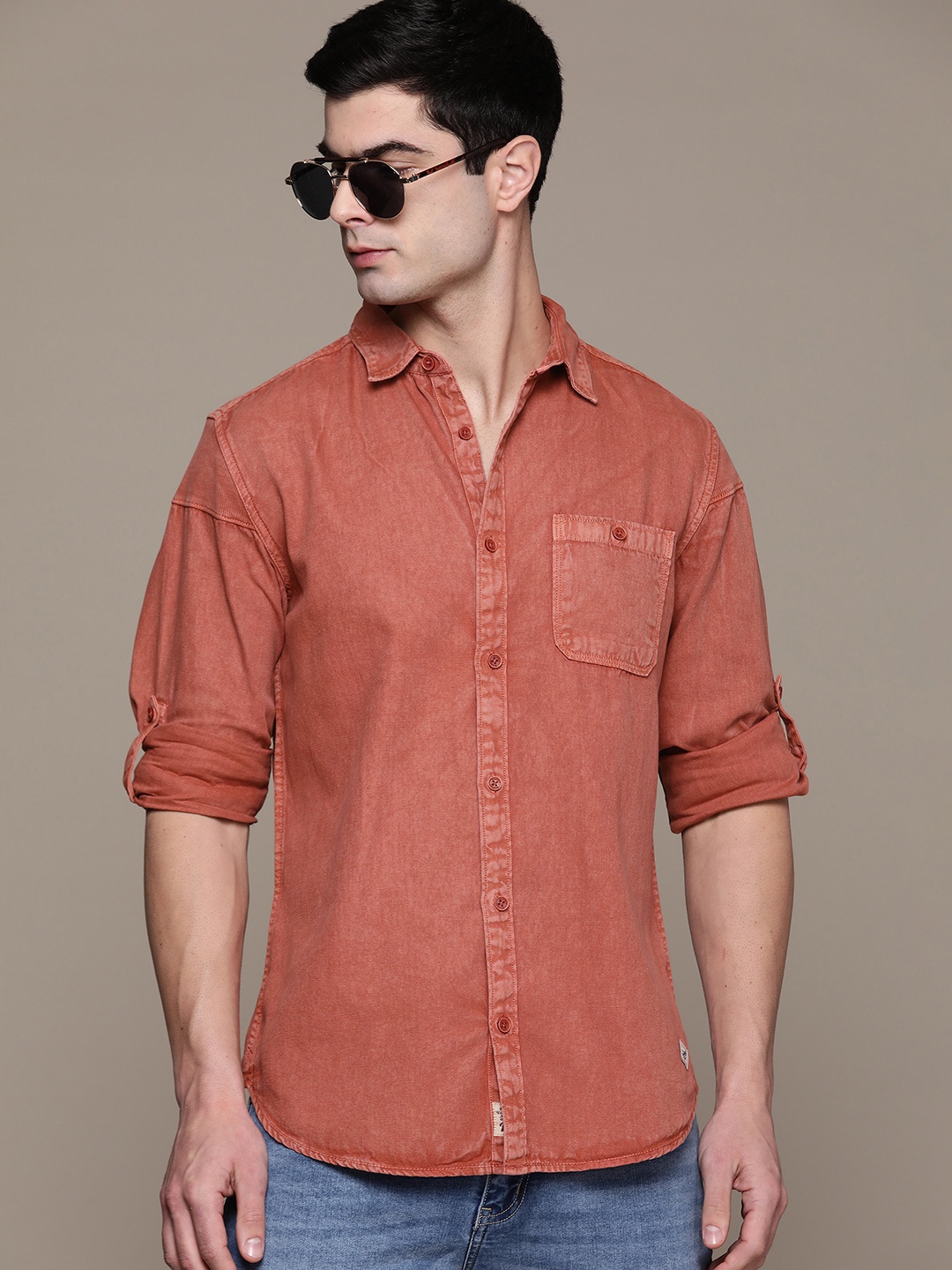 

Roadster Men Comfort Opaque Cotton Casual Shirt, Rust