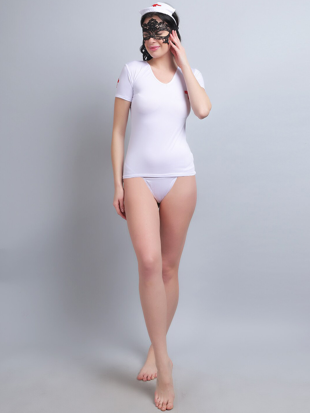 

COLOR STYLE Stretchable Baby Doll With Mask, White