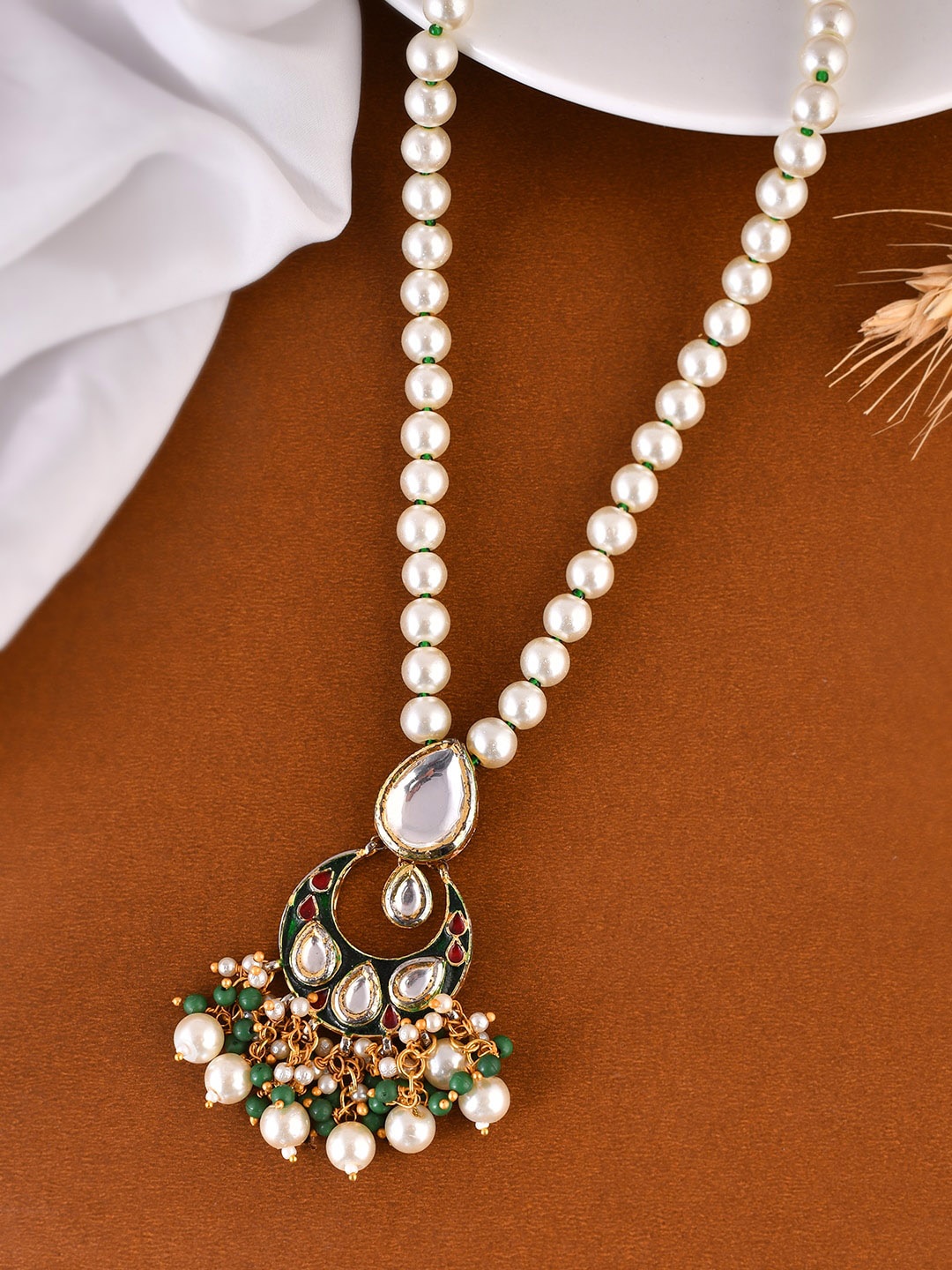

Silvermerc Designs Gold-Plated Kundan-Studded & Pearl-Beaded Necklace