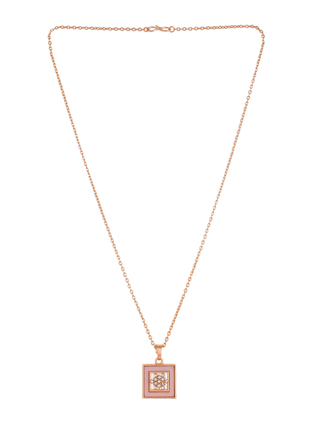 

Silvermerc Designs Rose Gold-Plated CZ Square Pendant With Chain
