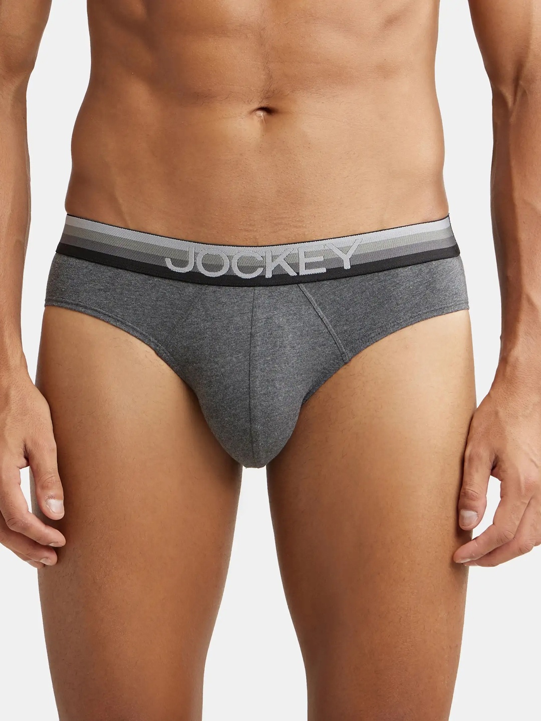 

Jockey Super Combed Cotton Stretch Solid Brief with Ultrasoft Waistband-US07, Charcoal