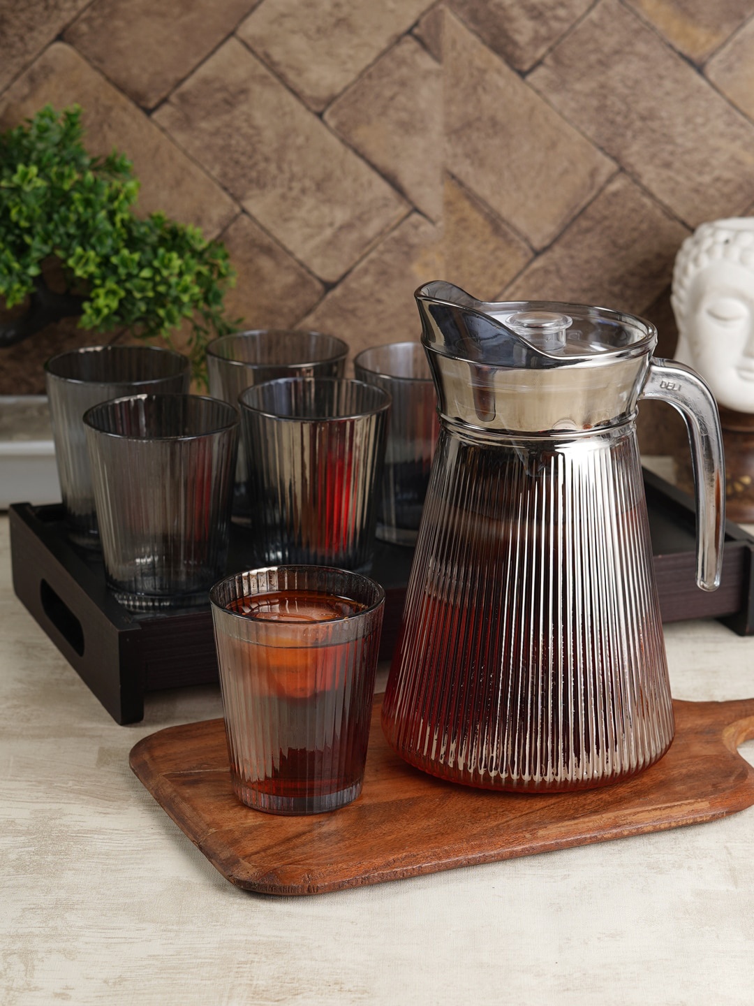

ceradeco Grey 7 Pieces Water Glass with Jug 260 ml each