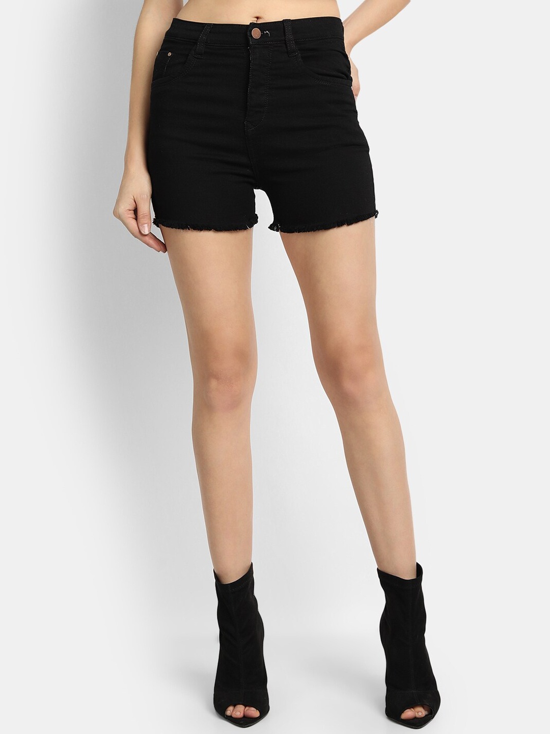 

River Of Design Jeans Women Slim Fit High-Rise Denim Denim Shorts, Black