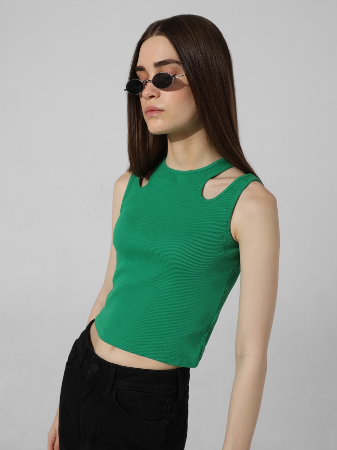 

ONLY Cotton Crop Top, Green