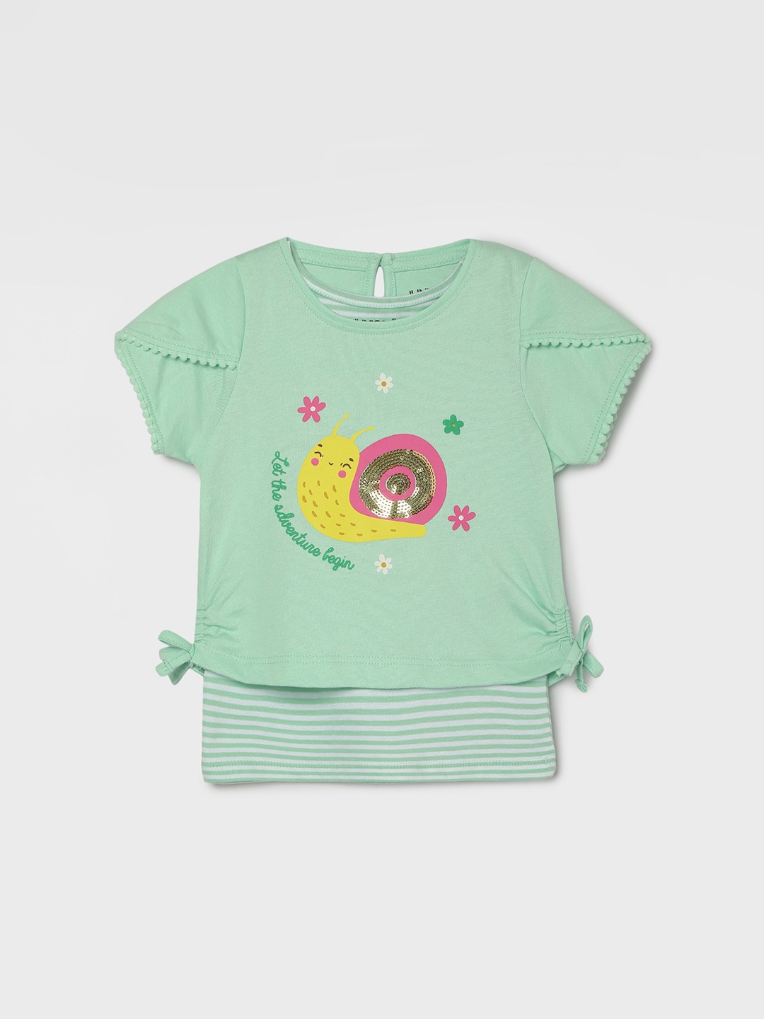 

Juniors by Lifestyle Girls Typography Printed Applique T-shirt, Green
