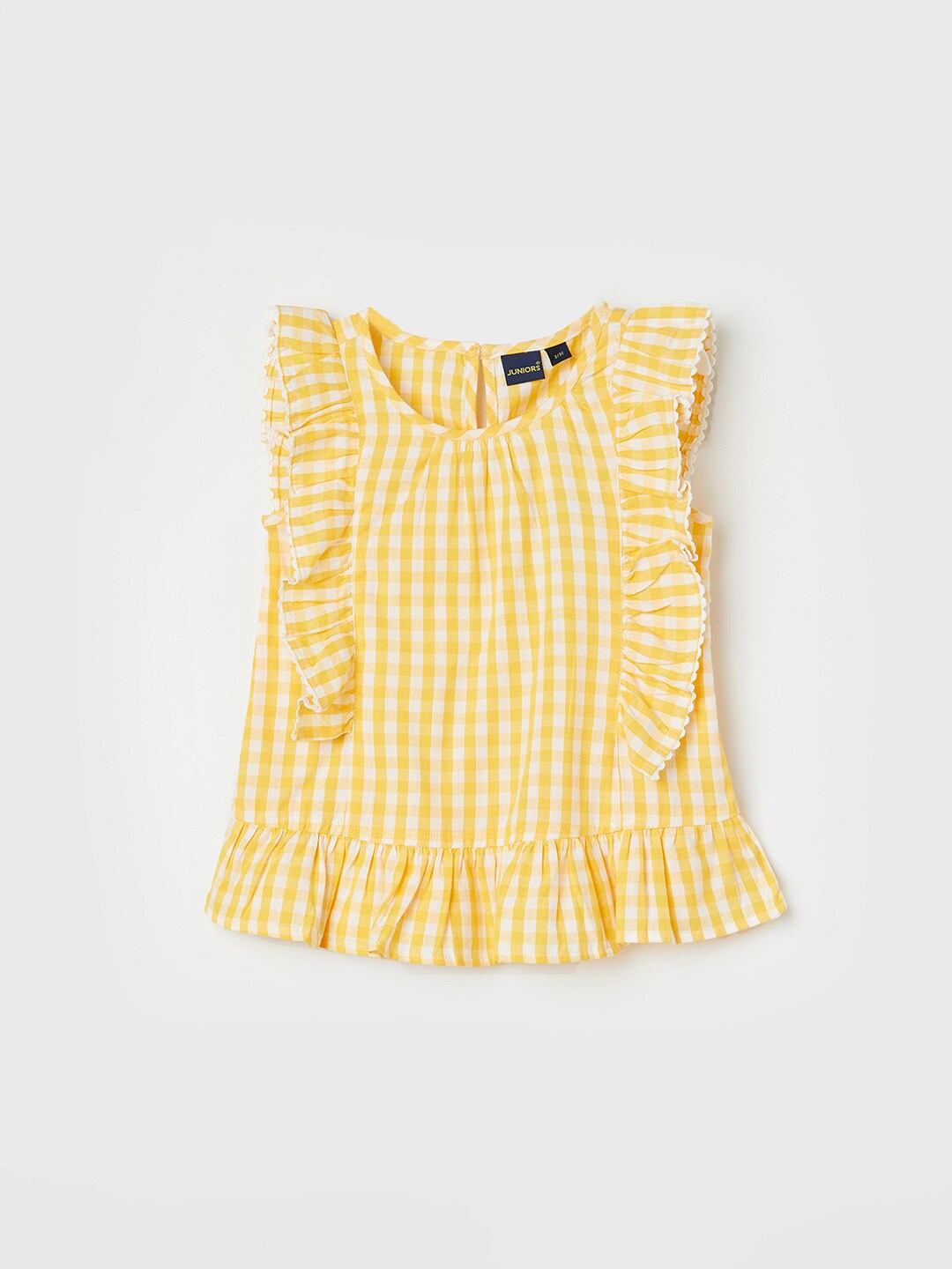 

Juniors by Lifestyle Checked Flutter Sleeve Cotton Top, Yellow