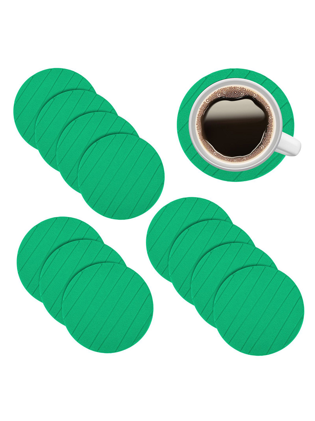 

Kuber Industries 12-Pcs Green Foam Lining Tea Coasters
