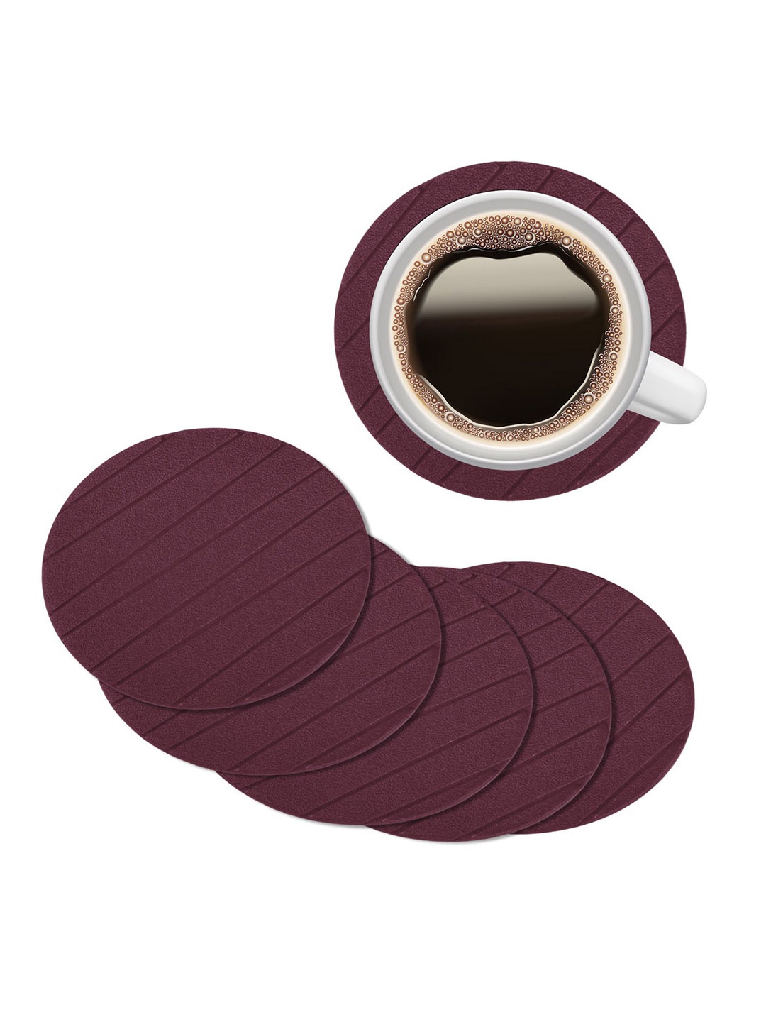 

Kuber Industries 6-Pcs Purple Foam Lining Tea Coasters