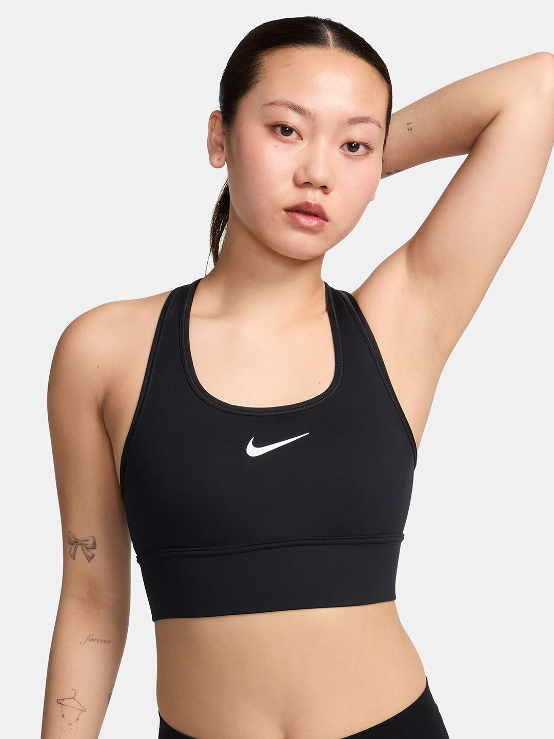 Nike Swoosh Medium-Support Padded Longline Sports Bra, Black