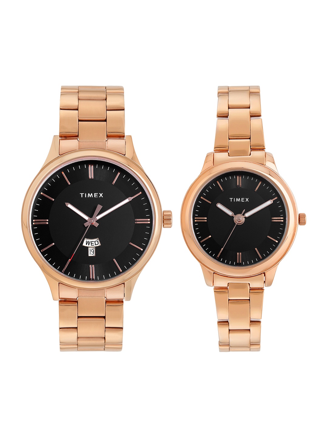 

Timex Bracelet Style His & Her Analogue Watch Set TW00ZP009, Black