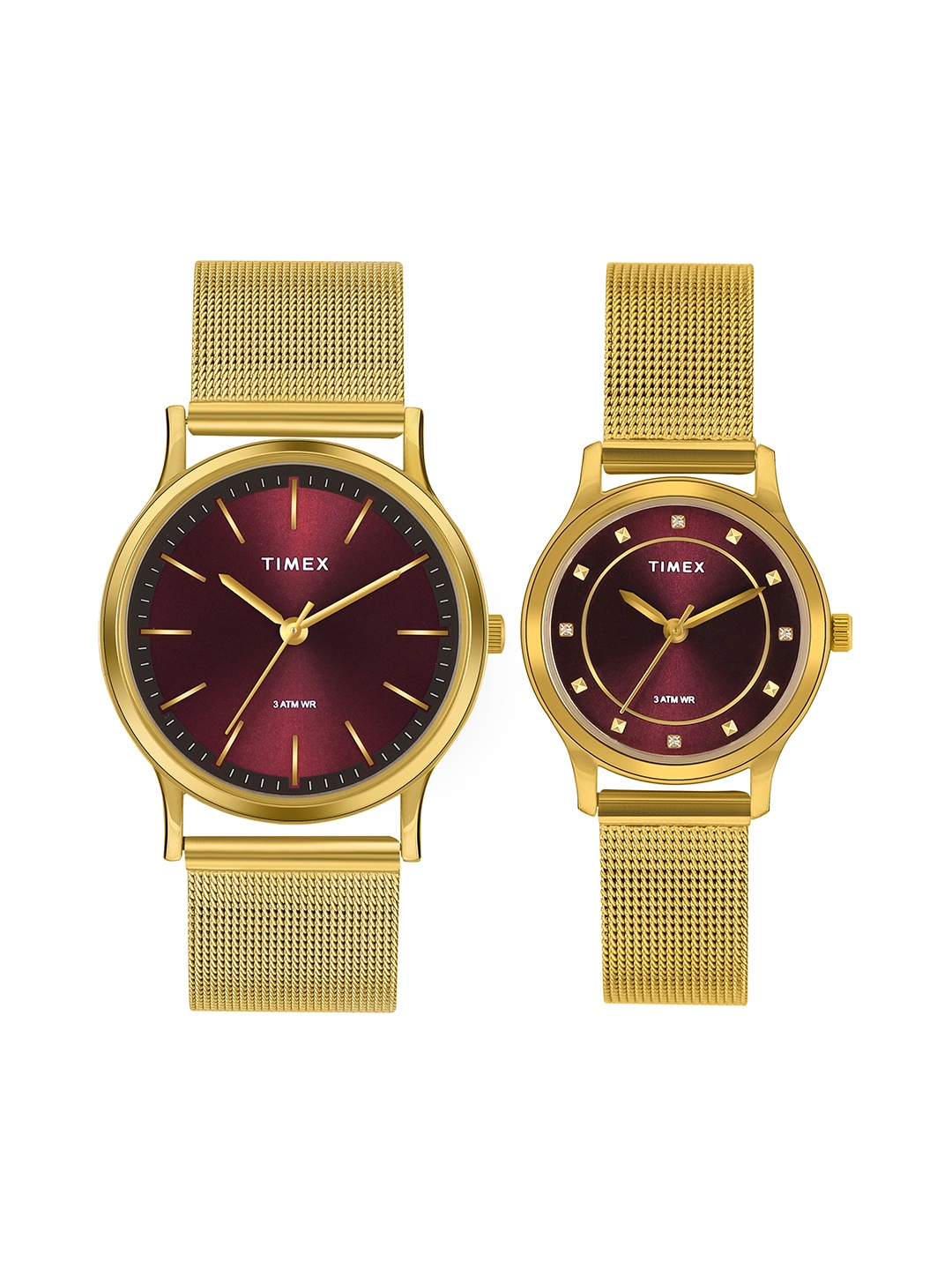 

Timex Bracelet Style His & Her Analogue Watch Set TW00ZP001, Maroon