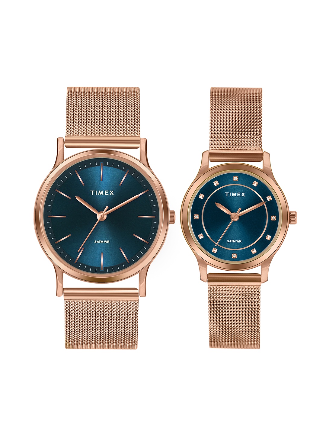 

Timex Bracelet Style His & Her Analogue Watch Set TW00ZP002, Blue