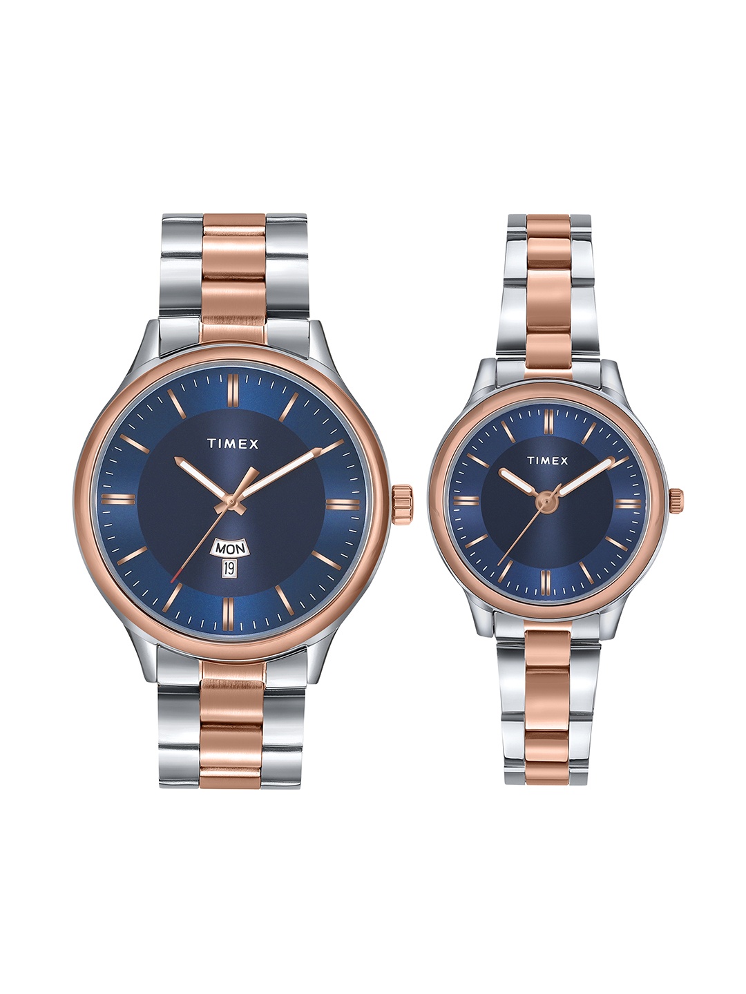 

Timex Bracelet Style His & Her Analogue Watch Set TW00ZP010, Blue