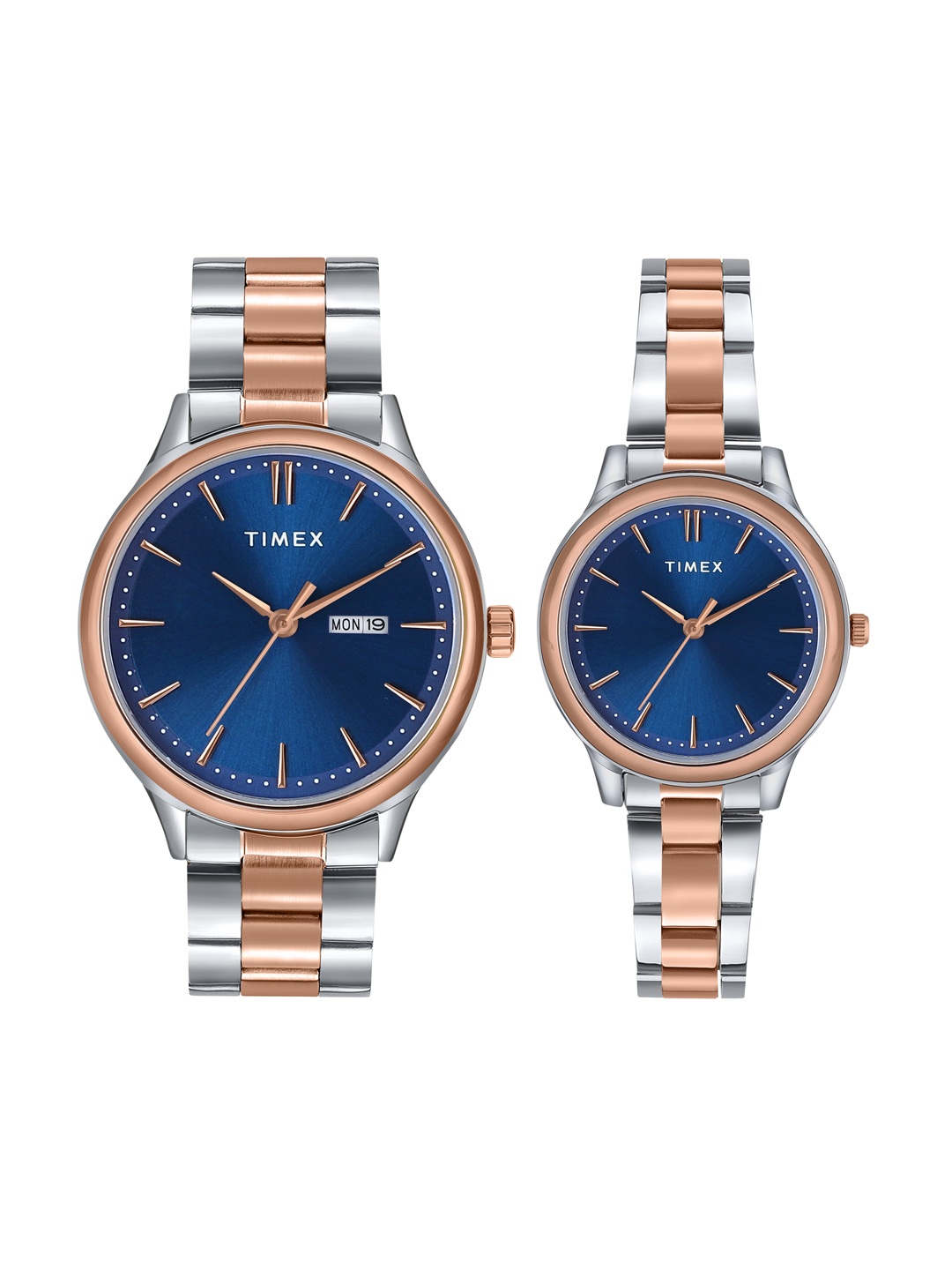 

Timex Bracelet Style His & Her Analogue Watch Set TW00ZP006, Blue