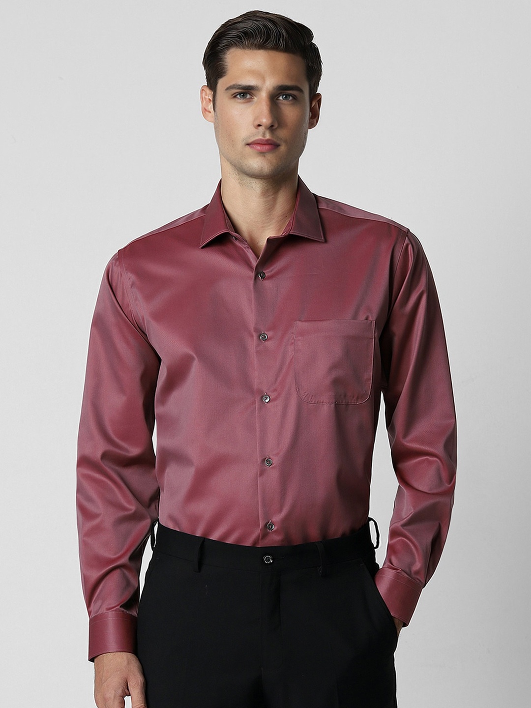 

Van Heusen Men Opaque Formal Shirt, Maroon