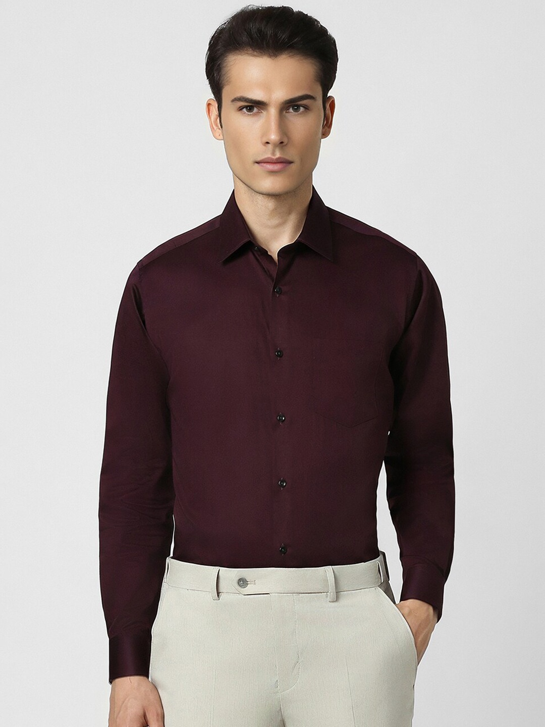 

Van Heusen Men Opaque Formal Shirt, Maroon