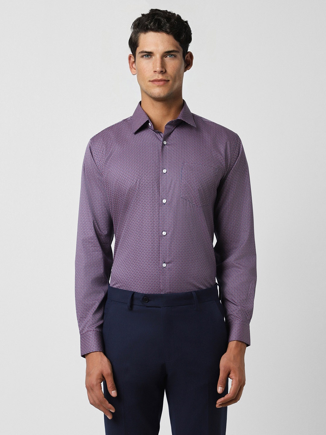 

Van Heusen Men Opaque Printed Party Shirt, Purple