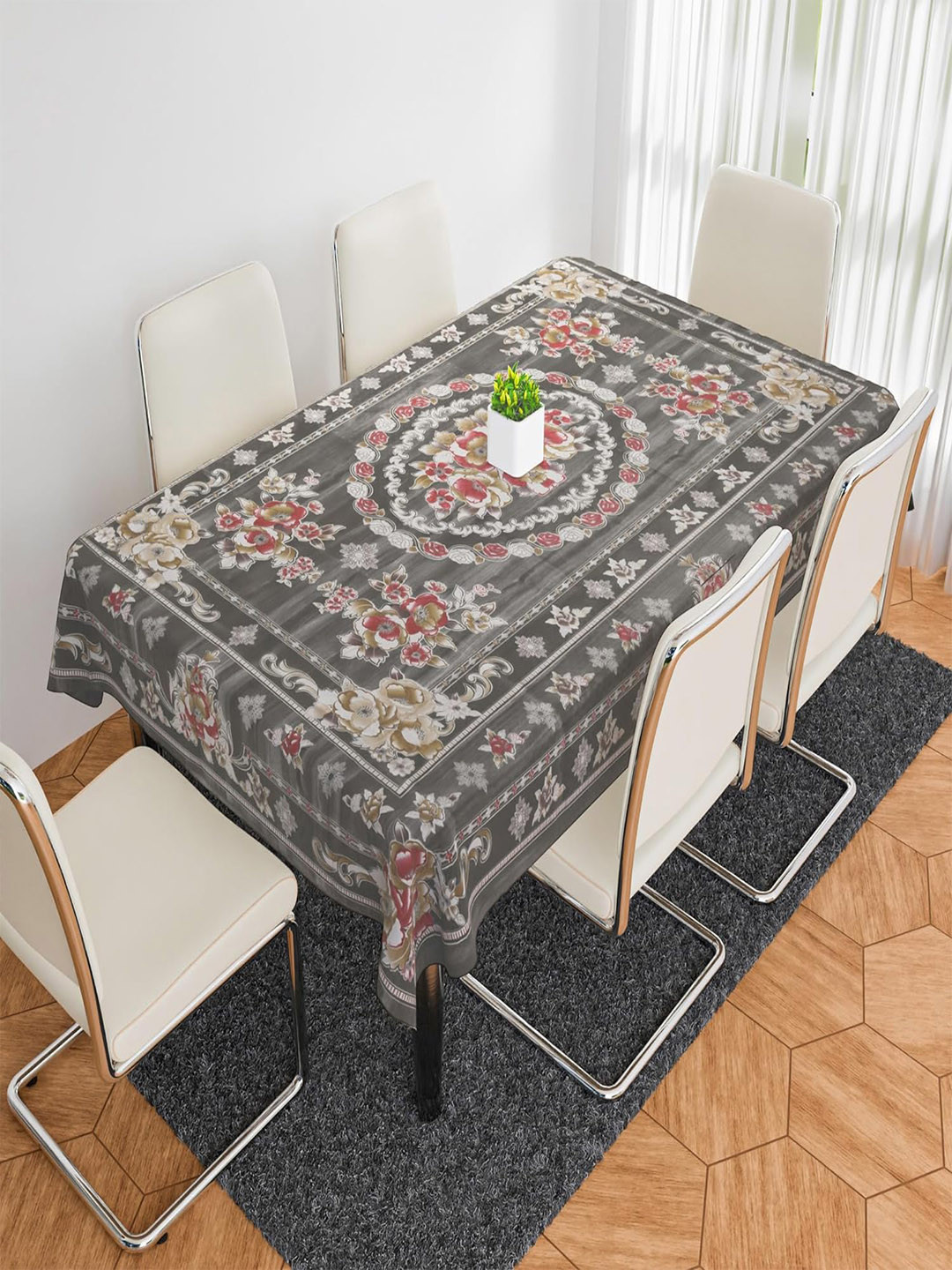 

Kuber Industries Red Waterproof 6-Seater Table Cover, Grey