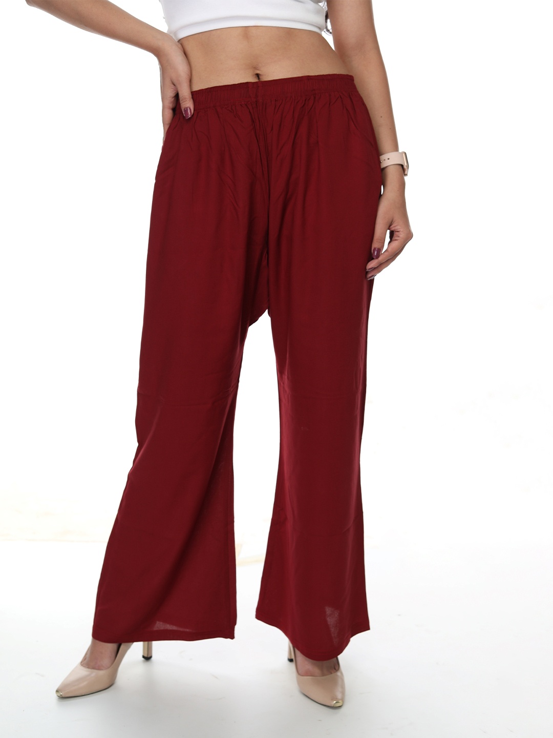 

Comfy Pro Women Wide Leg Palazzos, Maroon