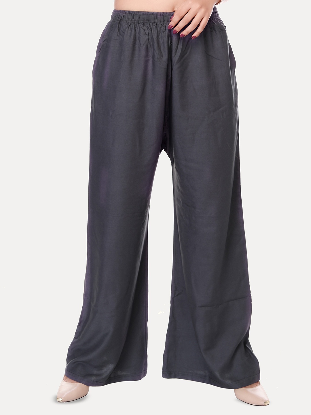 

Comfy Pro Women Knitted Wide Leg Palazzos, Grey