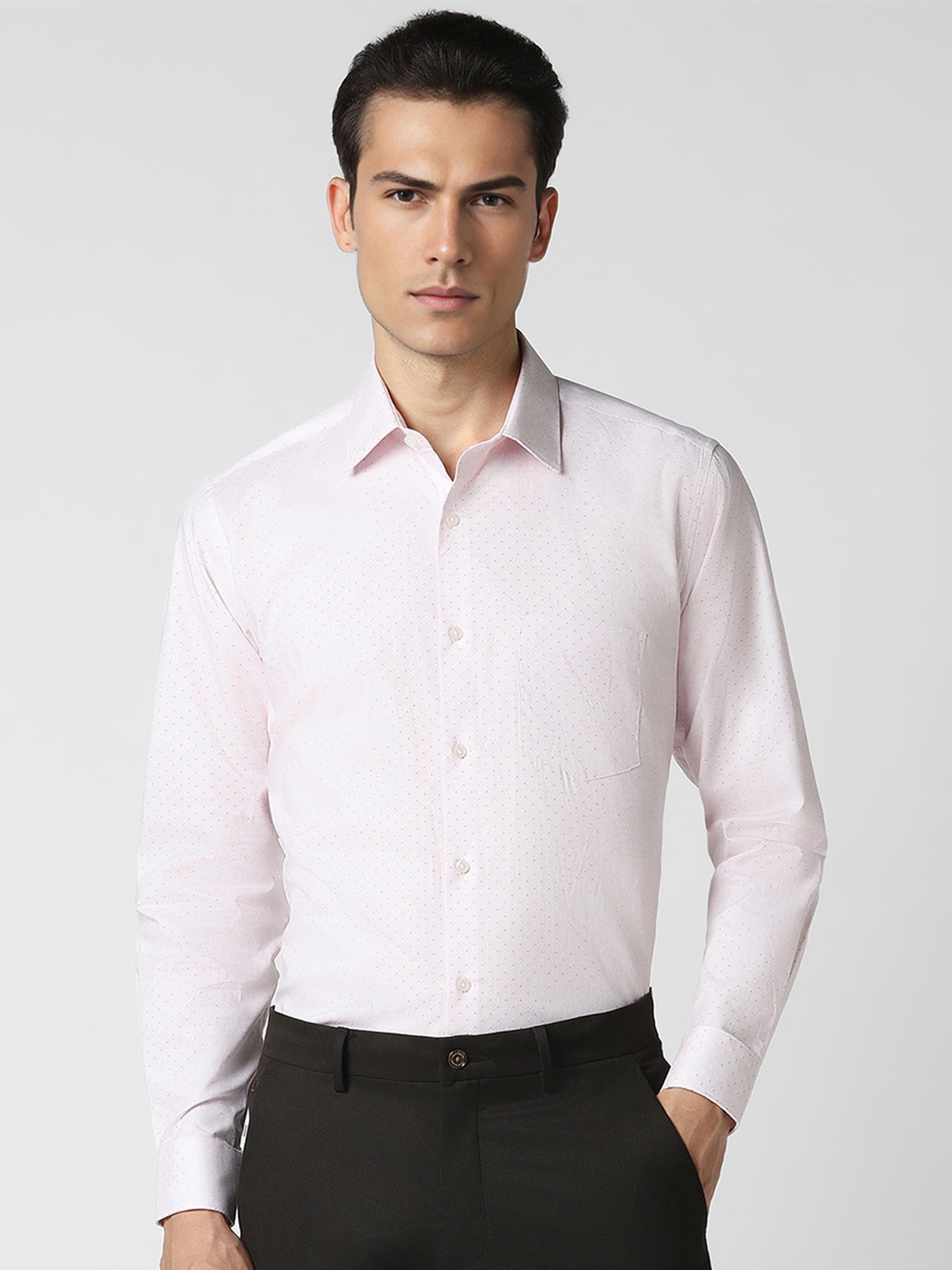

Van Heusen Men Opaque Printed Formal Shirt, Pink