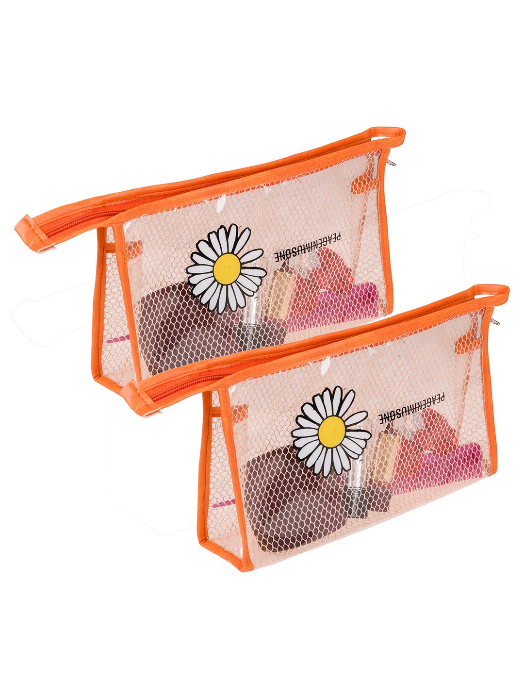 

Kuber Industries Set of 2 Textured Waterproof Pouch Travel Accessory, Orange