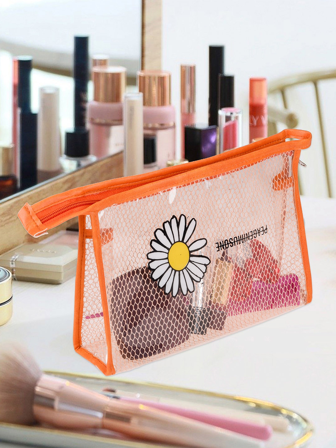 

Kuber Industries Textured Waterproof Pouch Travel Accessory, Orange