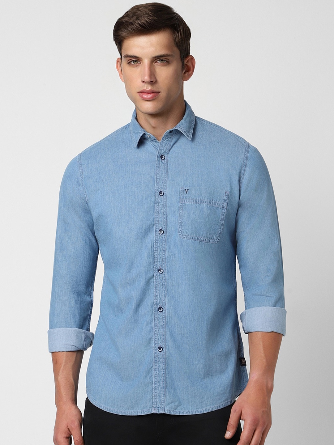 

VAN HEUSEN DENIM LABS Men Slim Fit Opaque Casual Shirt, Blue