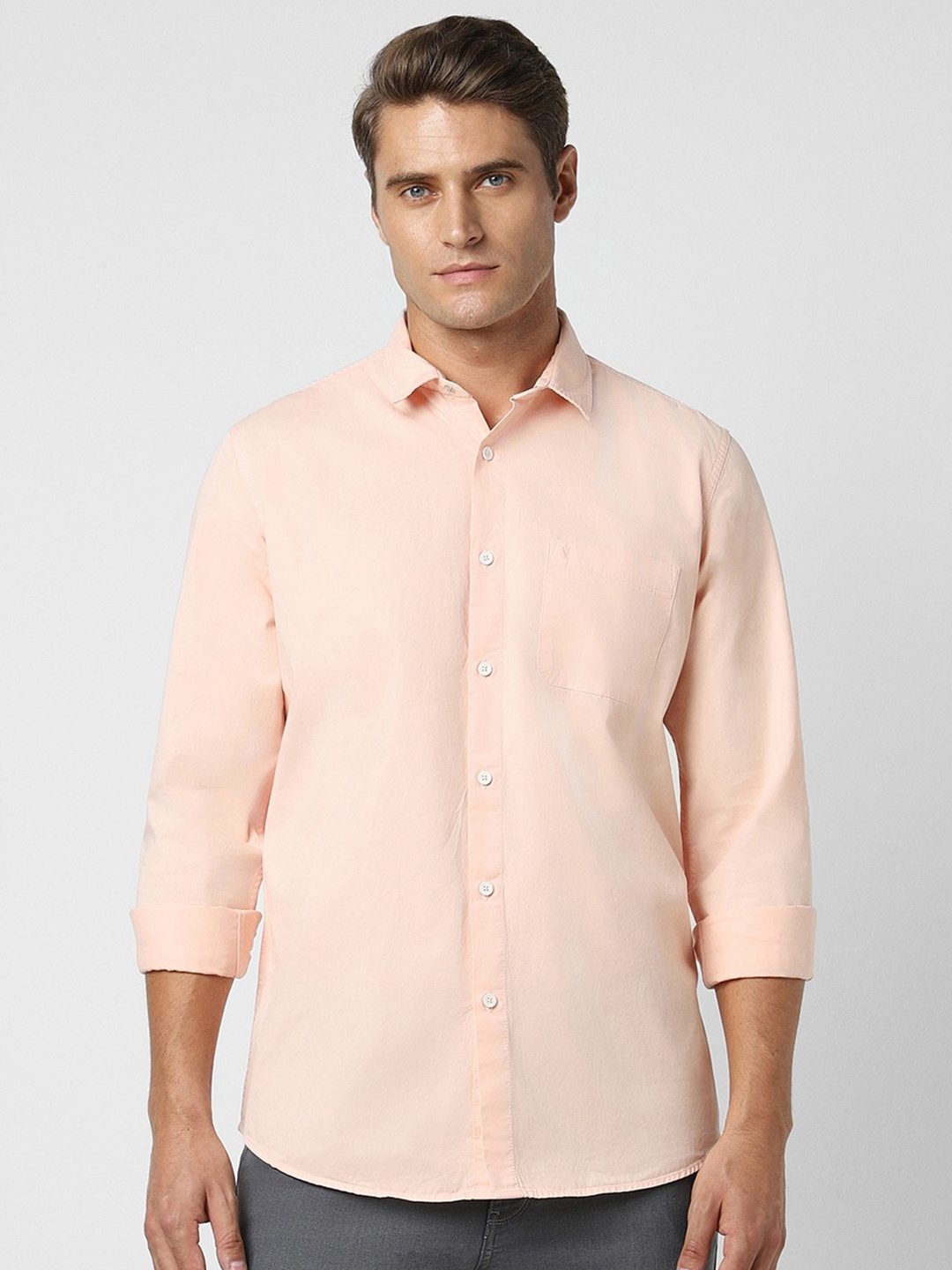 

VAN HEUSEN DENIM LABS Men Slim Fit Opaque Casual Shirt, Peach