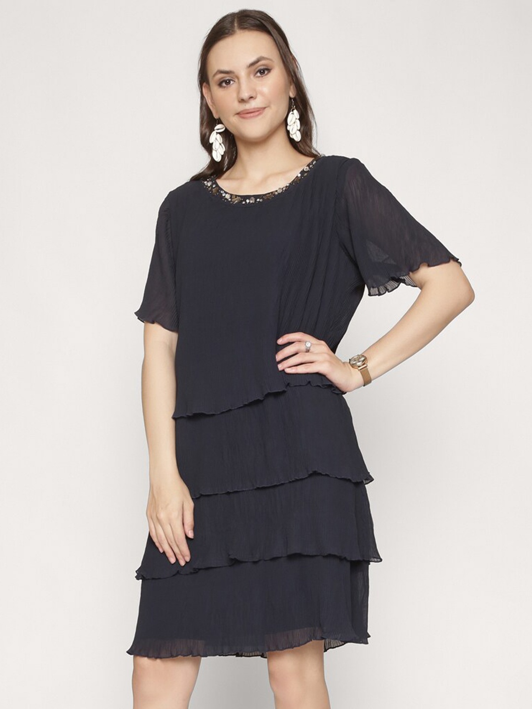 

250 DESIGNS Georgette A-Line Dress, Blue