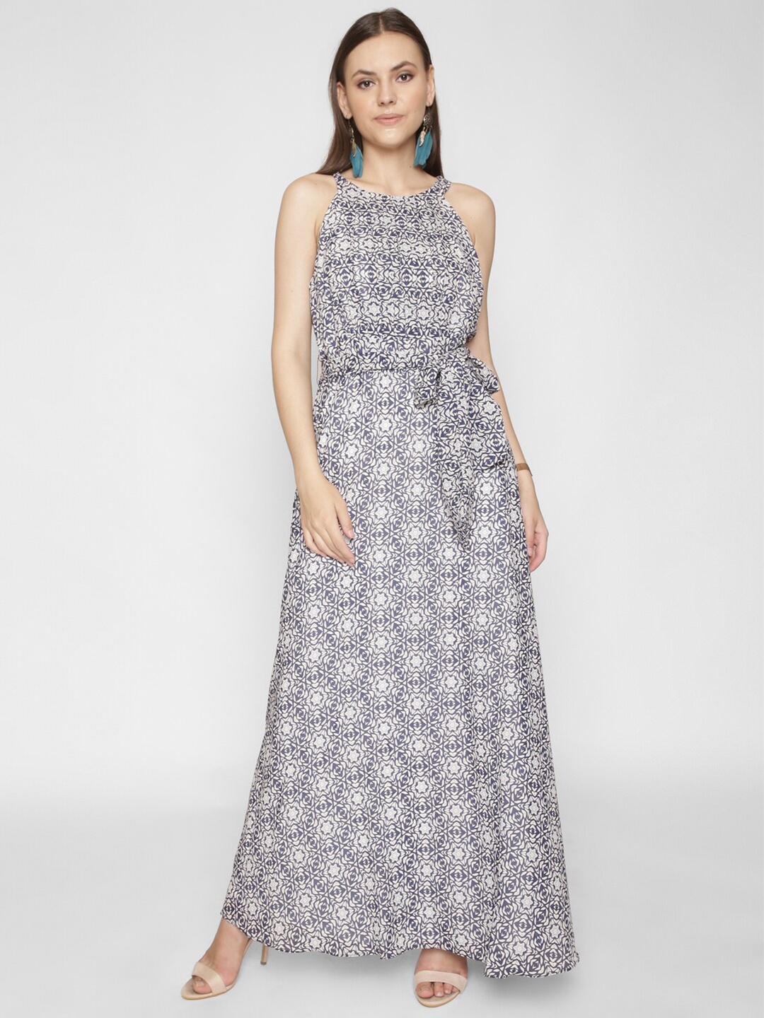 

250 DESIGNS Floral Print Georgette Maxi Dress, Blue