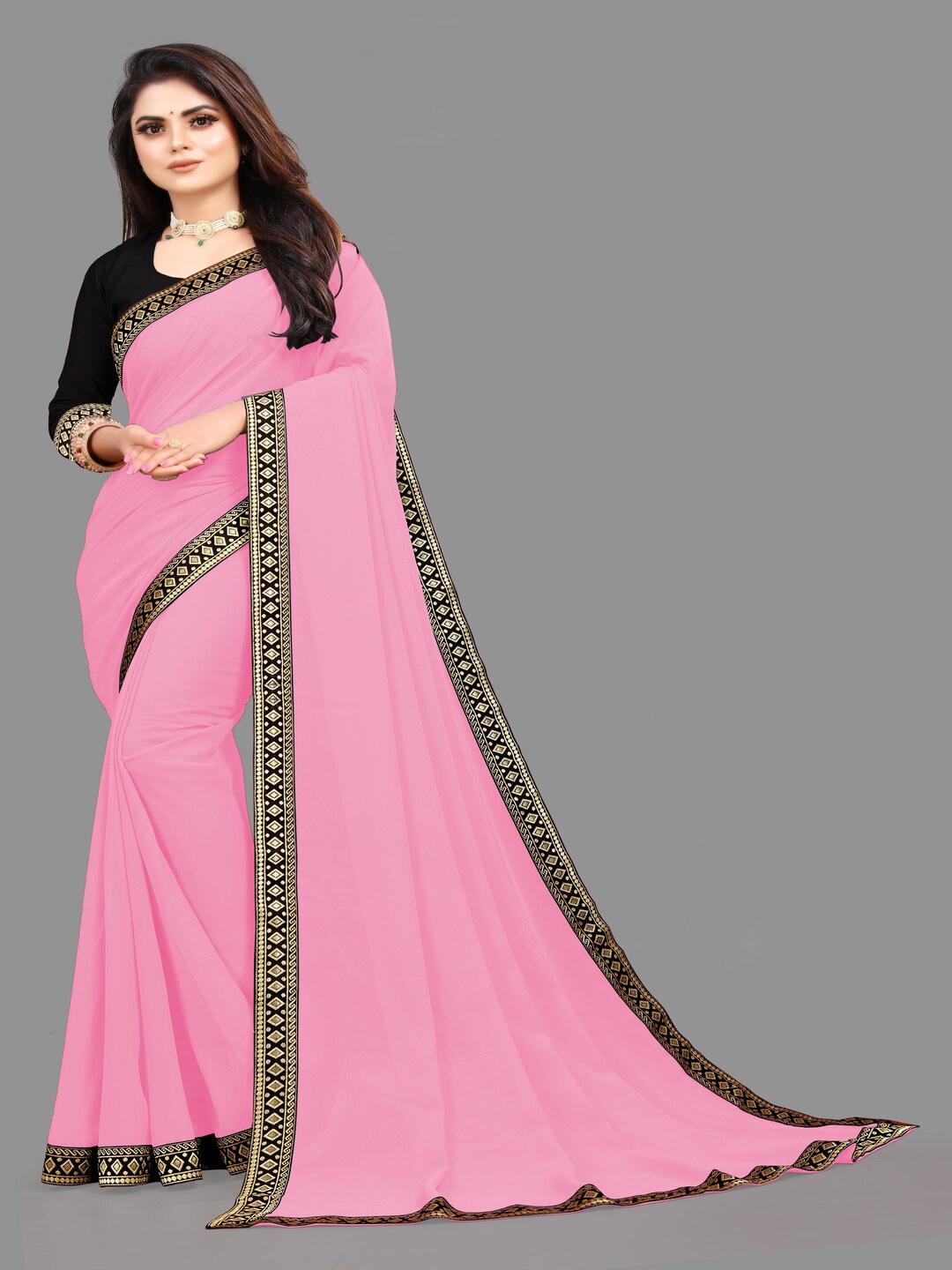 

Sareeslatest Designer Zari Ready to Wear Saree, Pink