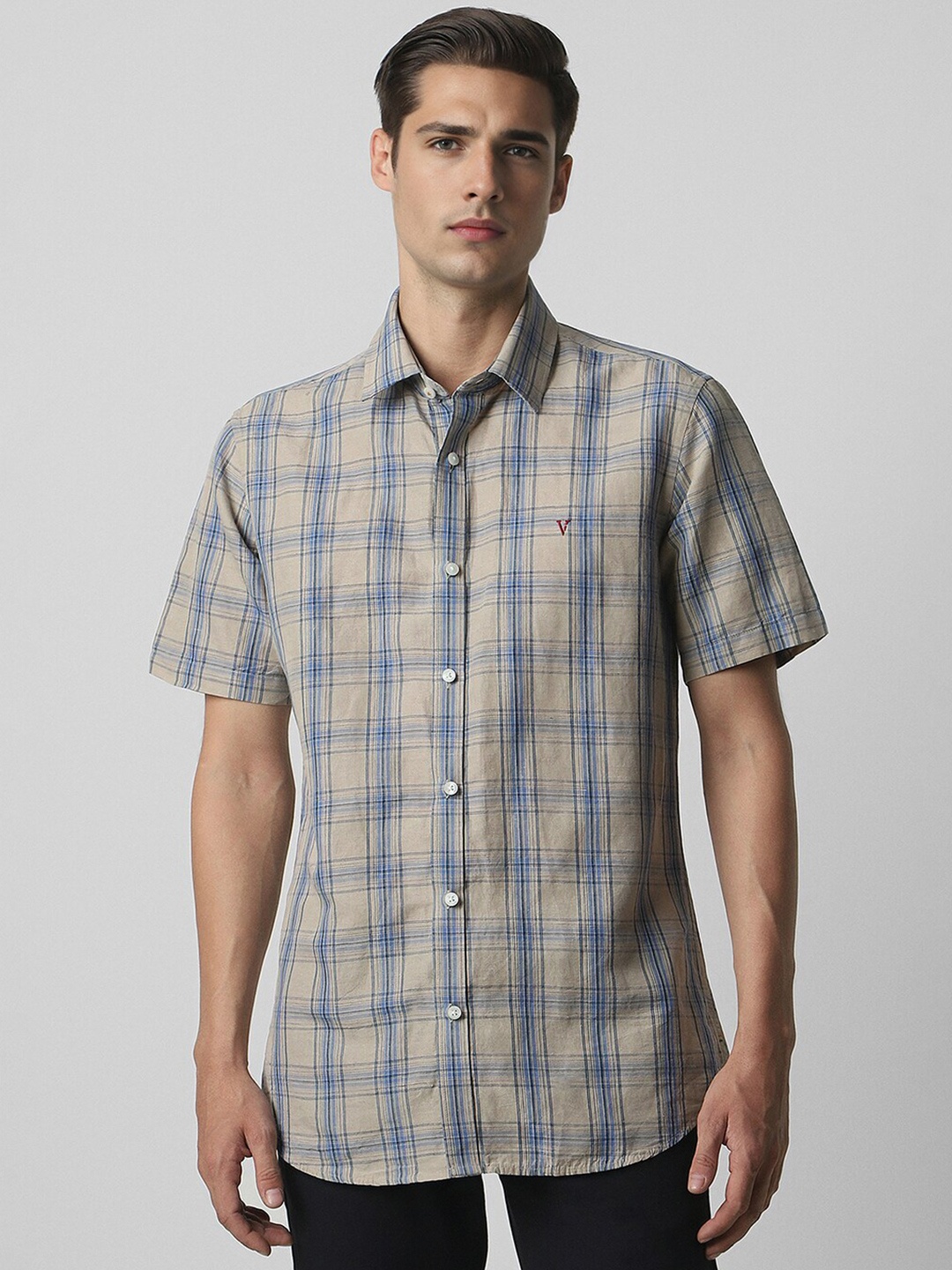 

Van Heusen Sport Men Slim Fit Opaque Checked Casual Shirt, Beige