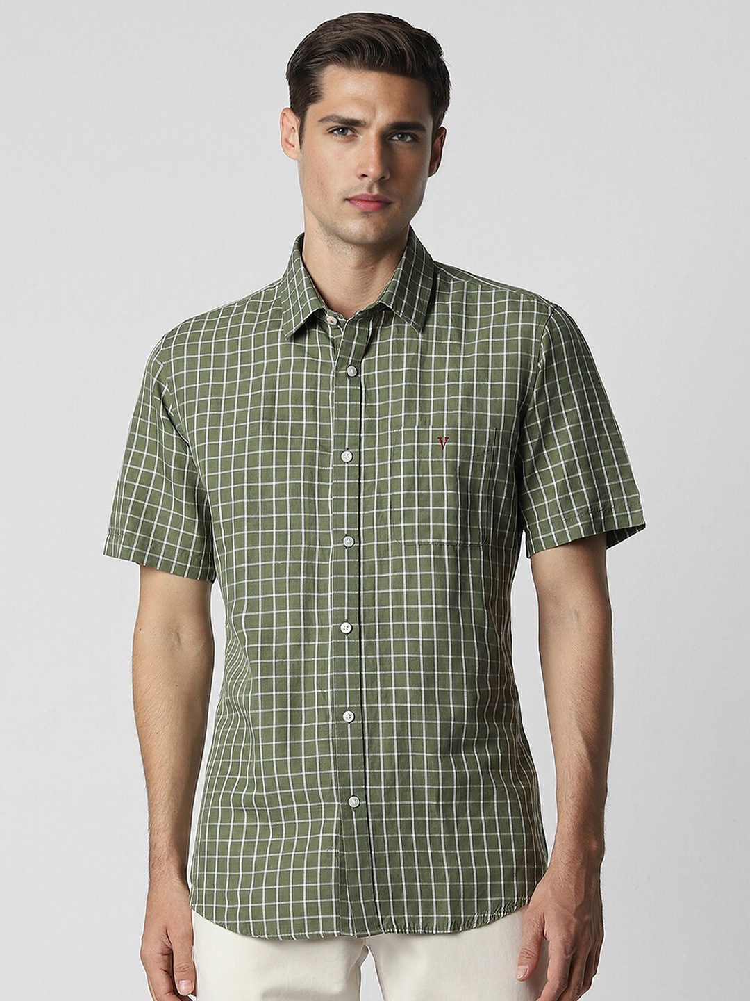 

Van Heusen Sport Men Slim Fit Opaque Checked Casual Shirt, Green