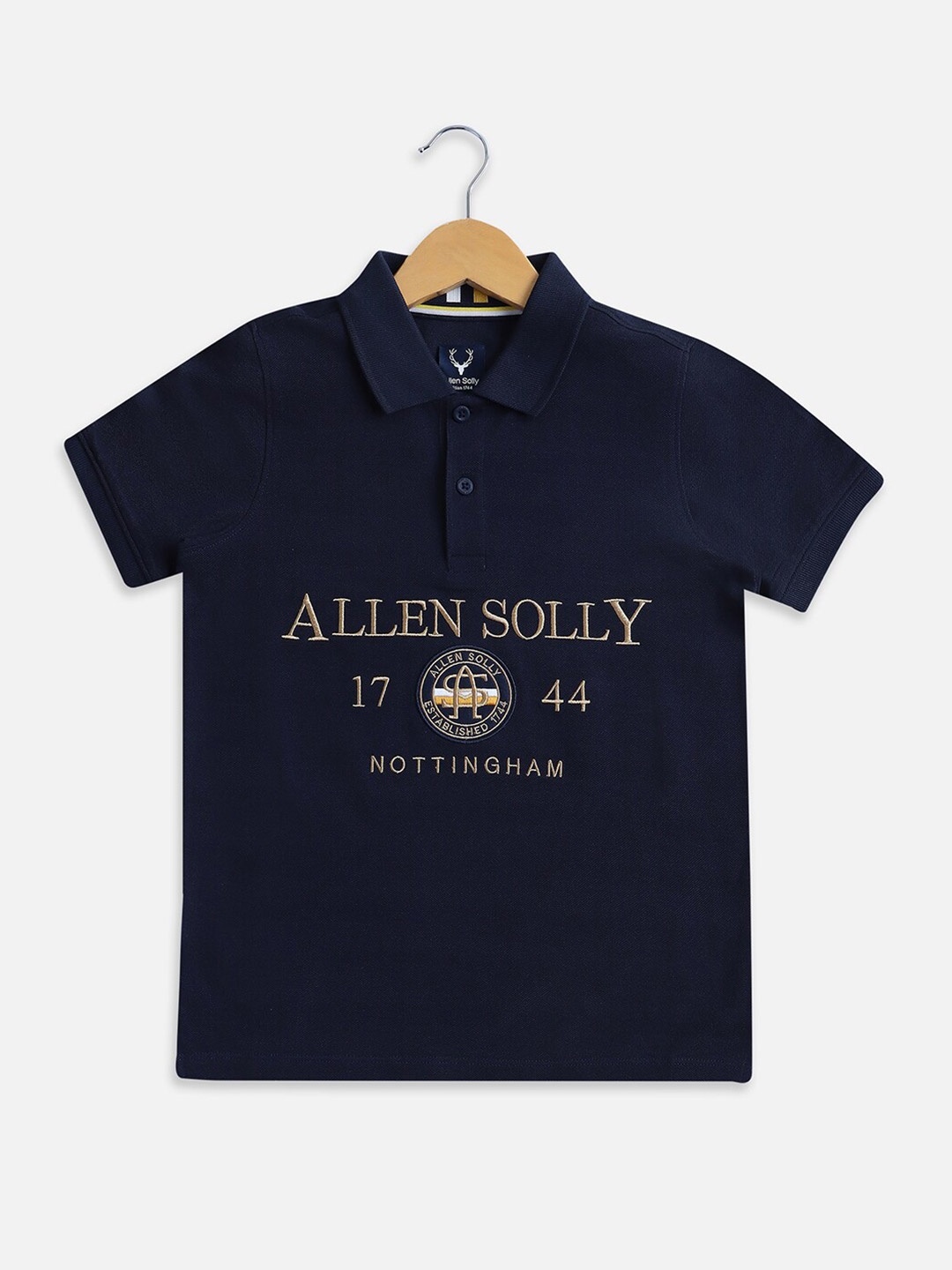 

Allen Solly Junior Boys Typography Printed Polo Collar T-shirt, Navy blue