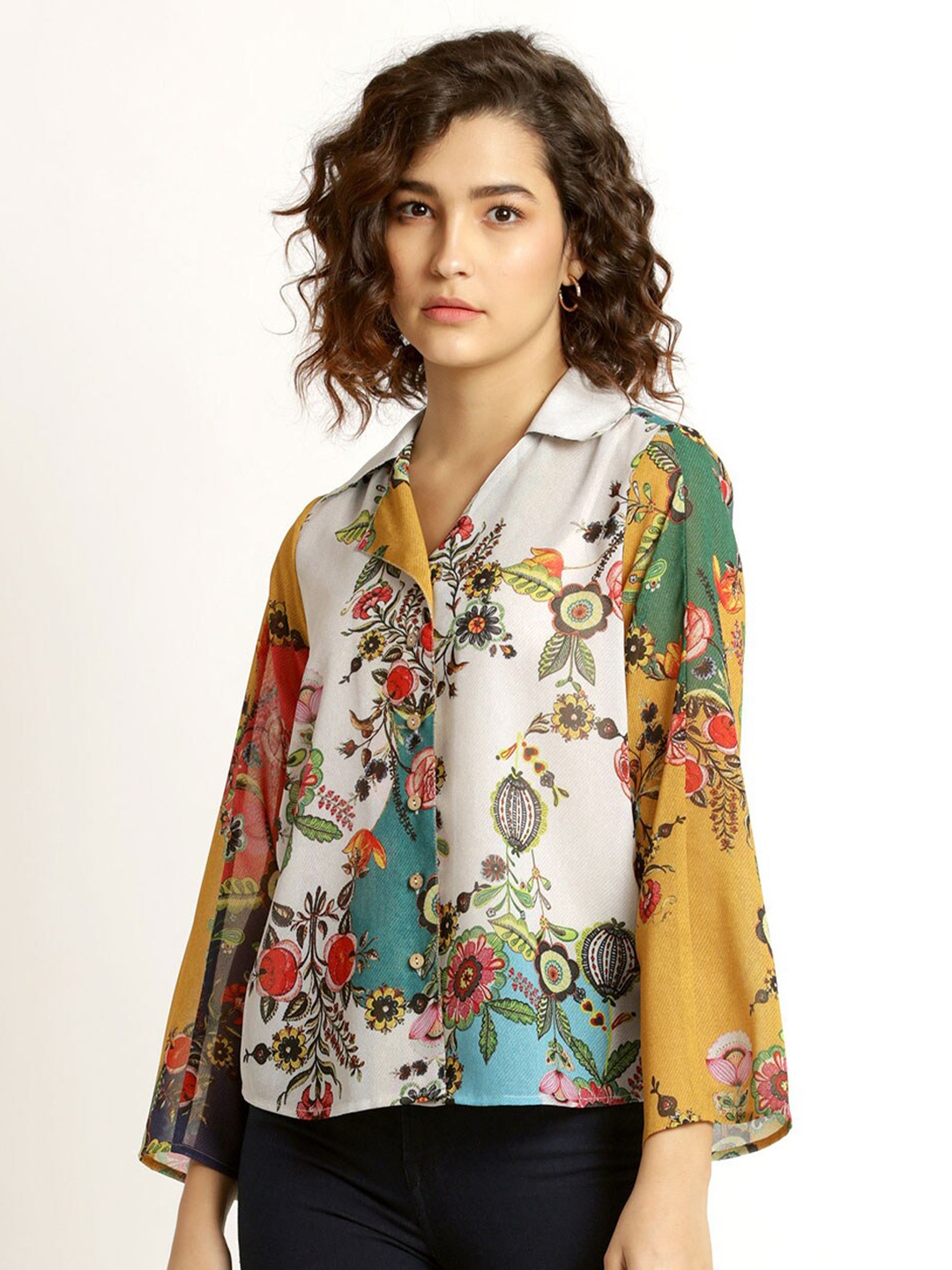 

SHAYE Floral Print Shirt Style Top, Multi