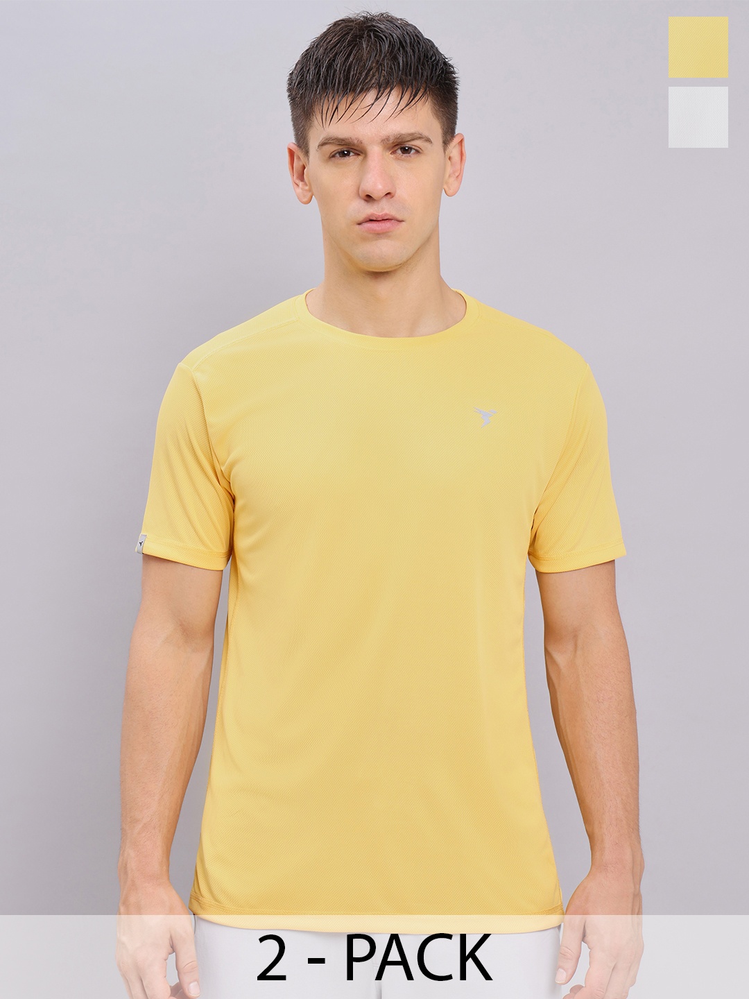 

Technosport Pack of 2 Round-Neck Antimicrobial Active T-shirts, Yellow