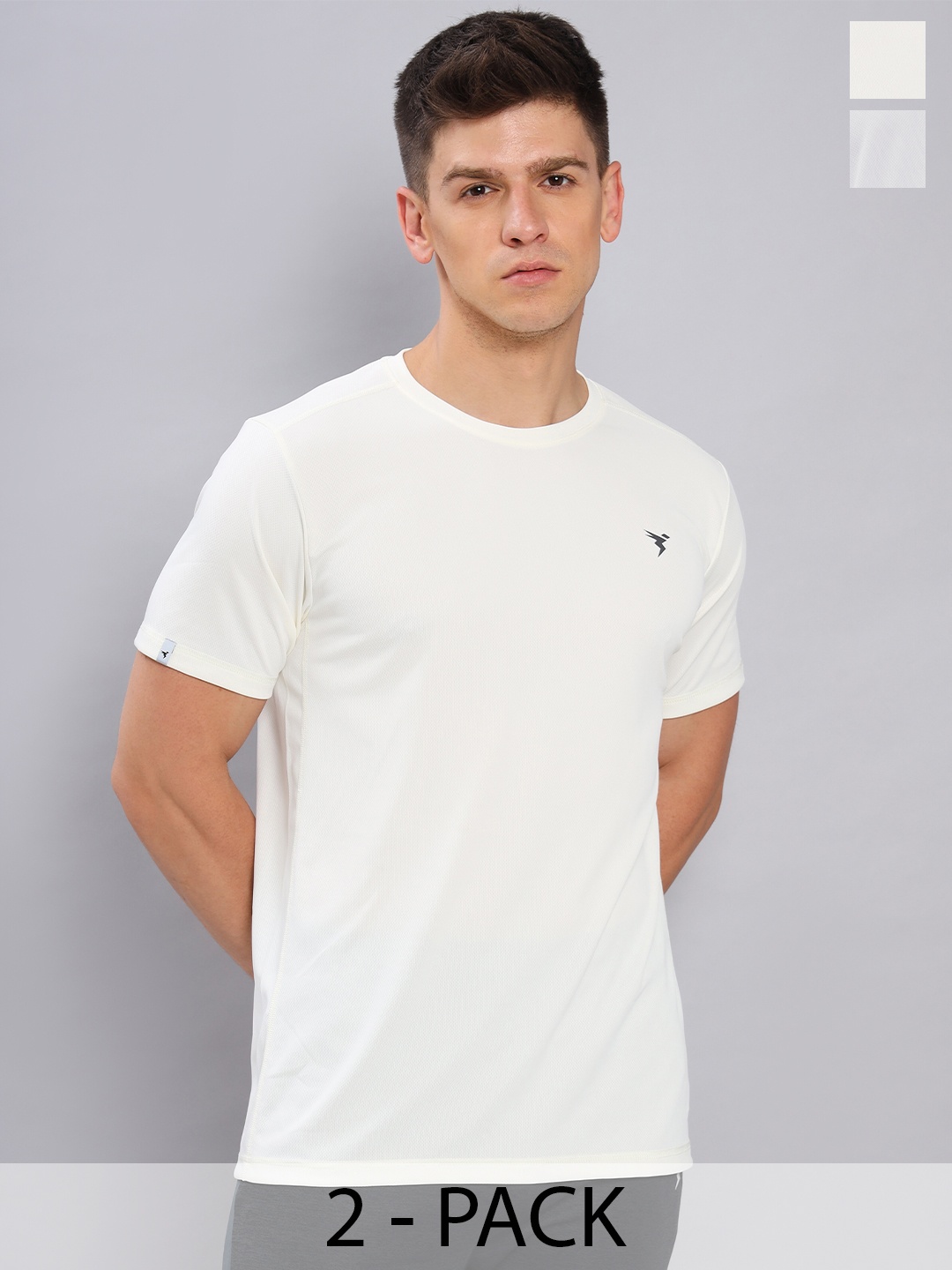 

Technosport Pack Of 2 Antimicrobial Slim Fit Training T-shirt, White