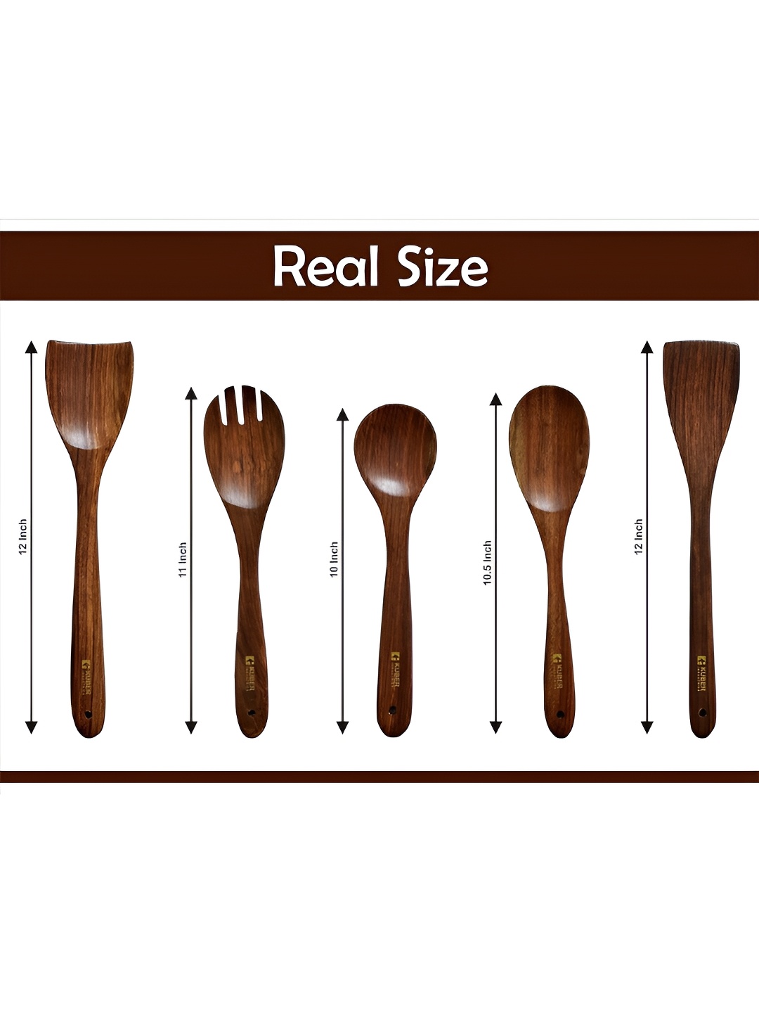 

Kuber Industries Brown 5Pcs Wooden Spatula Set