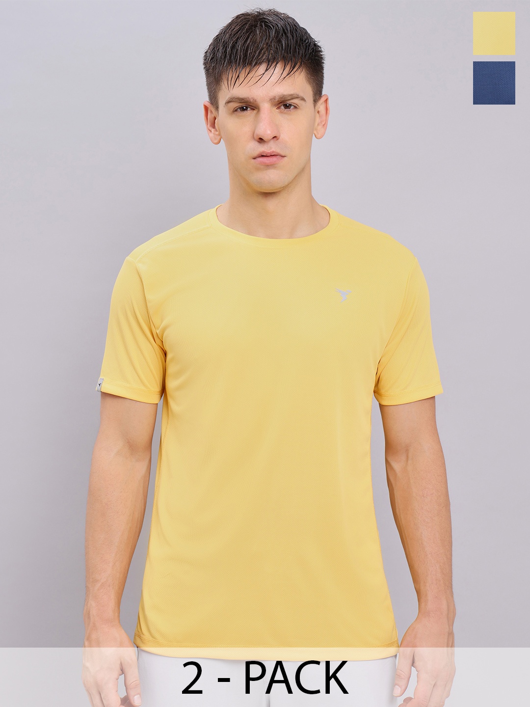 

Technosport Pack of 2 Round-Neck Antimicrobial Active T-shirts, Yellow