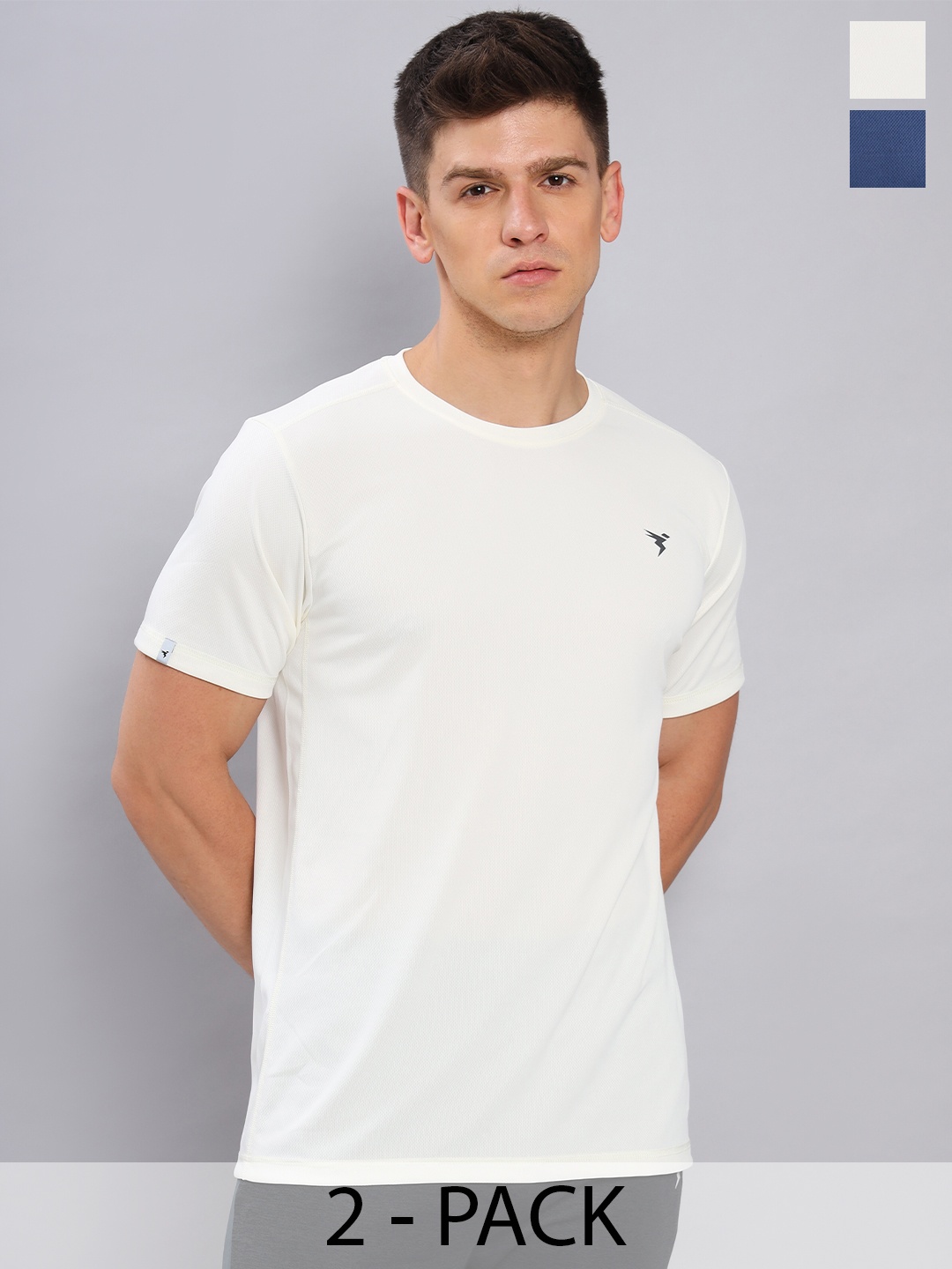 

Technosport Pack Of 2 Antimicrobial Slim Fit Training T-shirt, White