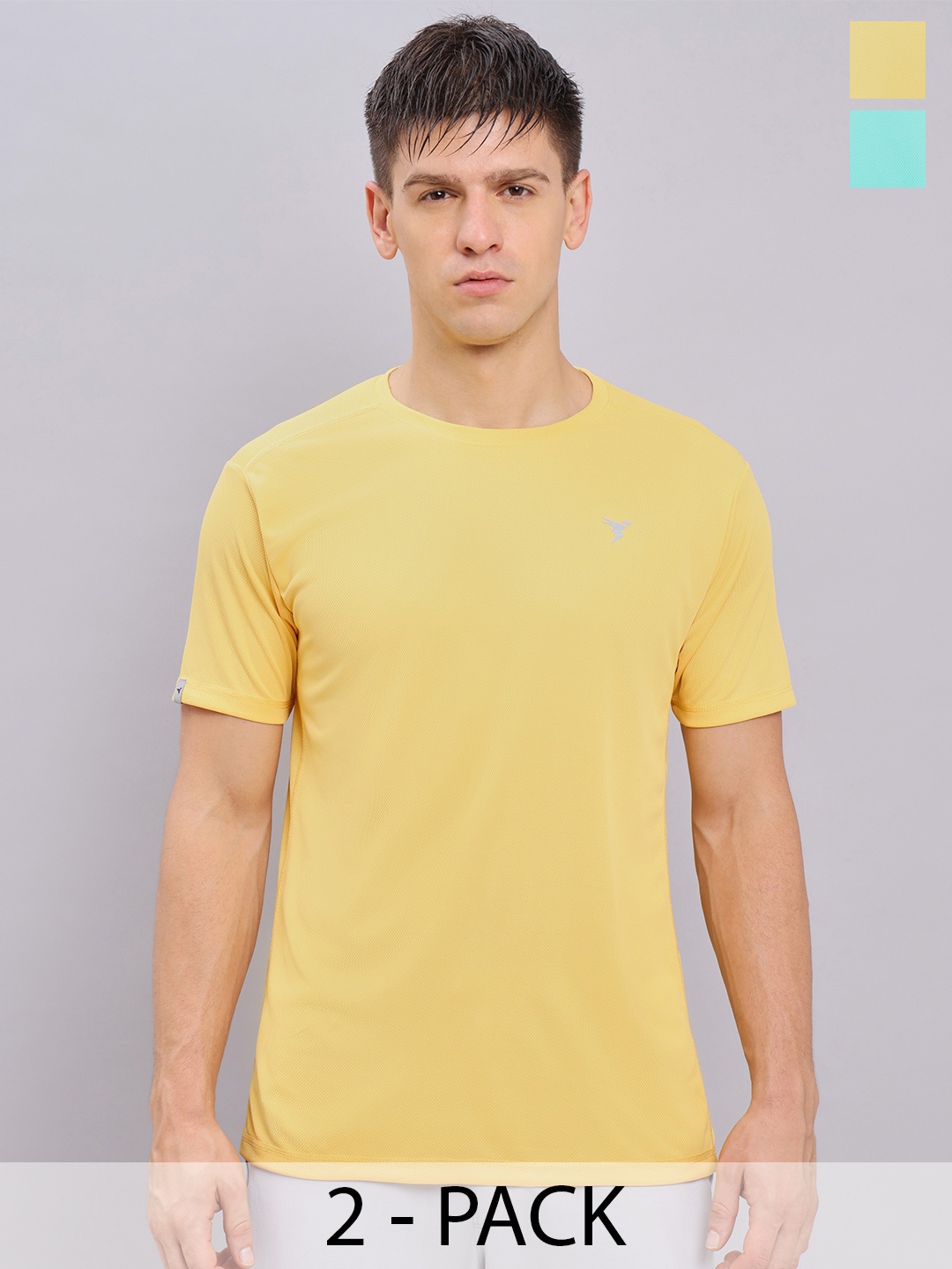 

Technosport Pack of 2 Round-Neck Antimicrobial Active T-shirts, Yellow