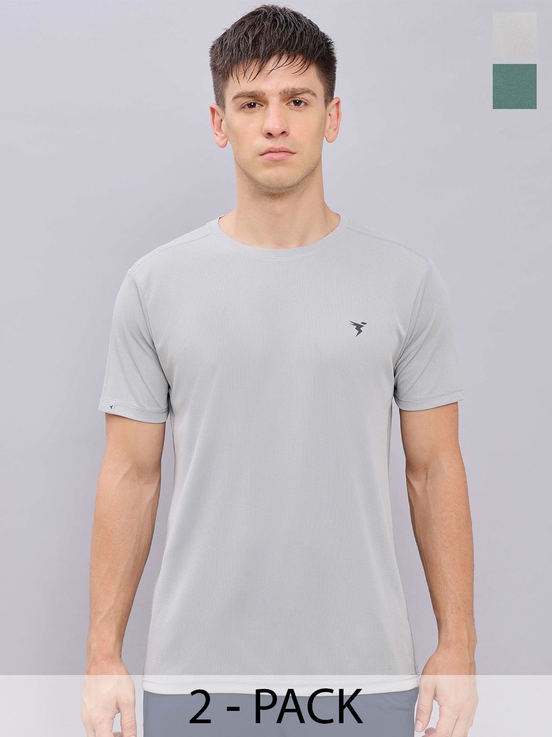 

Technosport Pack of 2 Antimicrobial Slim Fit Training T-shirt, Charcoal